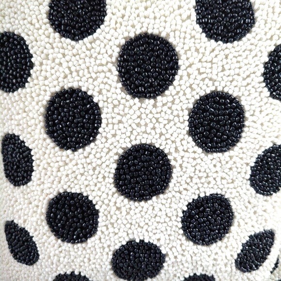 Kate Spade New York x Target 12x12 Square Beaded B&W Polka Dot Throw Pillow Toss - Picture 2 of 6